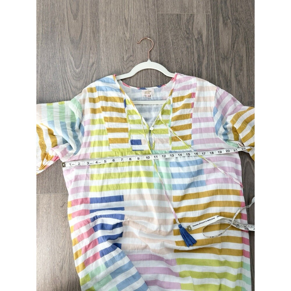 Sunshine Tienda Colorful Stripe Copa Maxi Dress Sz Large Beachy Coastal Boho - Picture 8 of 13